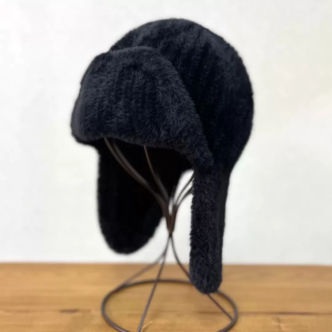 shaggy knitted flight cap